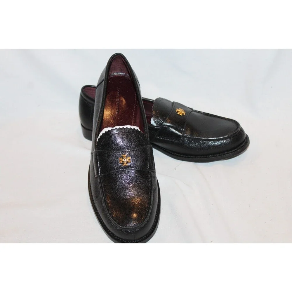 Tory Burch Classic Loafer Goat Leather Perfect Black Size 8.5 NWOB $325